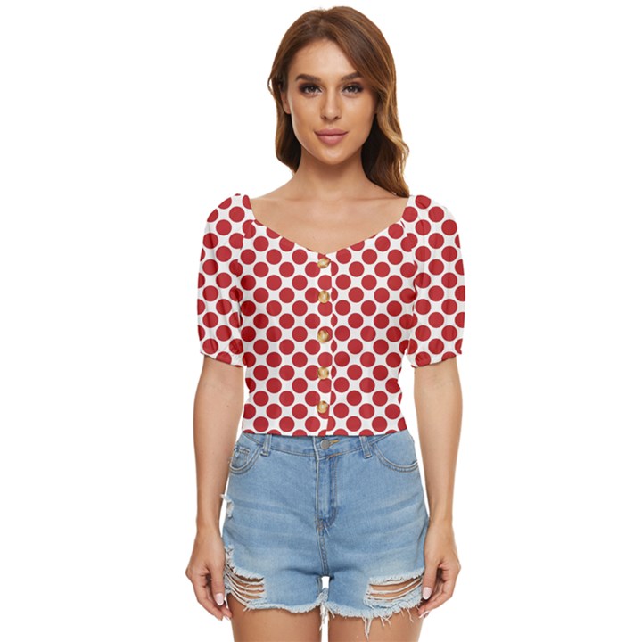 Polka-dots-polkared Button up blouse