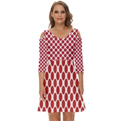 Polka-dots-polkared Shoulder Cut Out Zip Up Dress by nate14shop