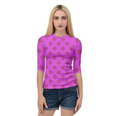 Polka-dots-purple Quarter Sleeve Raglan Tee by nate14shop