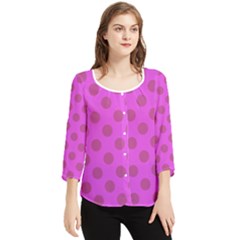 Polka-dots-purple Chiffon Quarter Sleeve Blouse