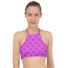 Polka-dots-purple Racer Front Bikini Top by nate14shop