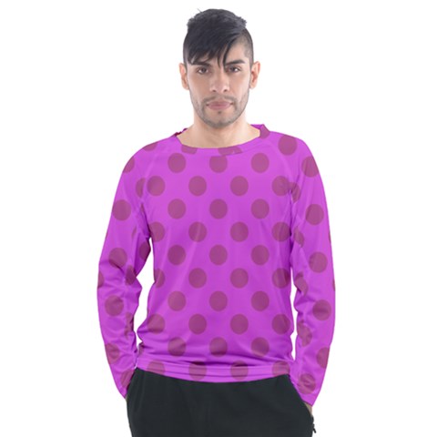 Polka-dots-purple Men s Long Sleeve Raglan Tee by nate14shop