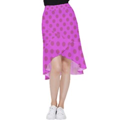 Polka-dots-purple Frill Hi Low Chiffon Skirt by nate14shop