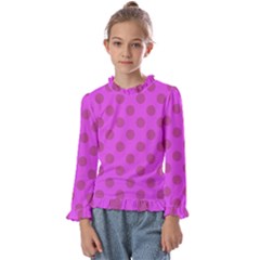 Polka-dots-purple Kids  Frill Detail Tee