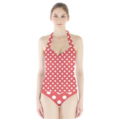 Polka-dots-red Halter Swimsuit by nate14shop