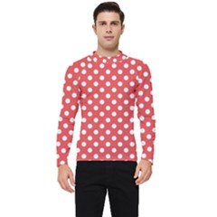 Polka-dots-red Men s Long Sleeve Rash Guard