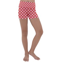 Polka-dots-red Kids  Lightweight Velour Yoga Shorts by nate14shop