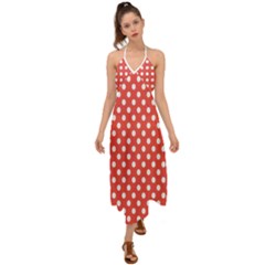 Polka-dots-red Halter Tie Back Dress  by nate14shop