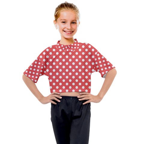 Polka-dots-red Kids Mock Neck Tee by nate14shop