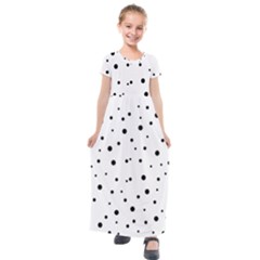 Polkadots-white Kids  Short Sleeve Maxi Dress by nate14shop