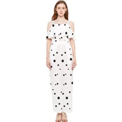 Polkadots-white Draped Sleeveless Chiffon Jumpsuit by nate14shop