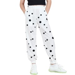 Polkadots-white Kids  Elastic Waist Pants