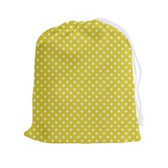 Polka-dots-yellow Drawstring Pouch (2xl) by nate14shop