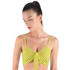 Polka-dots-yellow Woven Tie Front Bralet