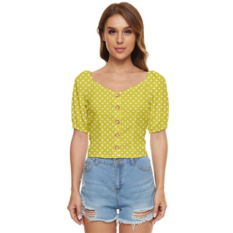 Polka-dots-yellow Button Up Blouse by nate14shop