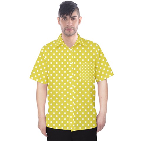 Polka-dots-yellow Men s Hawaii Shirt by nate14shop