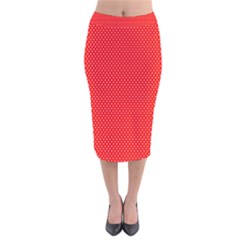 Red-polka Velvet Midi Pencil Skirt by nate14shop