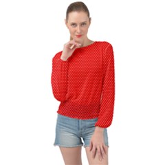 Red-polka Banded Bottom Chiffon Top by nate14shop