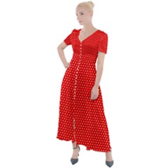 Red-polka Button Up Short Sleeve Maxi Dress