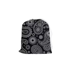 Seamless Paisley Pattern Drawstring Pouch (small) by nate14shop