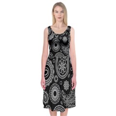 Seamless Paisley Pattern Midi Sleeveless Dress by nate14shop