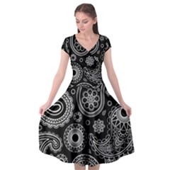 Seamless Paisley Pattern Cap Sleeve Wrap Front Dress by nate14shop