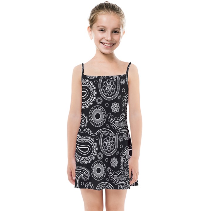 Seamless Paisley Pattern Kids  Summer Sun Dress