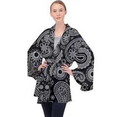 Seamless Paisley Pattern Long Sleeve Velvet Kimono  by nate14shop