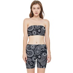 Seamless Paisley Pattern Stretch Shorts And Tube Top Set by nate14shop