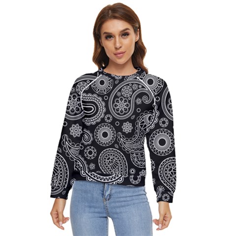 Seamless Paisley Pattern Women s Long Sleeve Raglan Tee by nate14shop