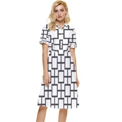 Square Button Top Knee Length Dress by nate14shop