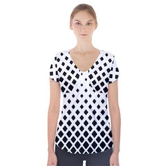 Square-background Short Sleeve Front Detail Top by nate14shop