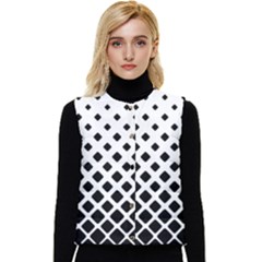 Square-background Women s Short Button Up Puffer Vest