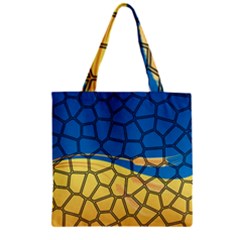 Combo Blue Yellow Zipper Grocery Tote Bag by nate14shop