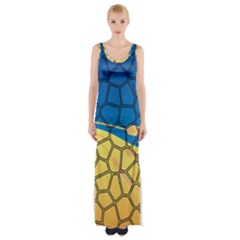 Combo Blue Yellow Thigh Split Maxi Dress by nate14shop