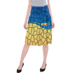 Combo Blue Yellow Midi Beach Skirt