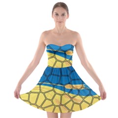 Combo Blue Yellow Strapless Bra Top Dress by nate14shop