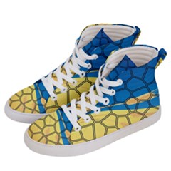 Combo Blue Yellow Men s Hi-top Skate Sneakers by nate14shop