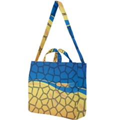 Combo Blue Yellow Square Shoulder Tote Bag by nate14shop