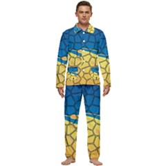 Combo Blue Yellow Men s Long Sleeve Velvet Pocket Pajamas Set by nate14shop