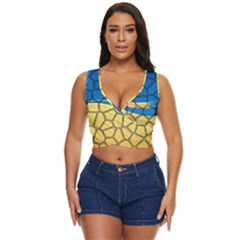 Combo Blue Yellow Women s Sleeveless Wrap Top by nate14shop