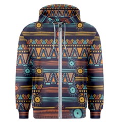 Bohemian-ethnic-seamless-pattern-with-tribal-stripes Men s Zipper Hoodie by Wegoenart