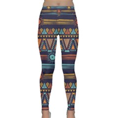 Bohemian-ethnic-seamless-pattern-with-tribal-stripes Classic Yoga Leggings by Wegoenart