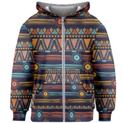 Bohemian-ethnic-seamless-pattern-with-tribal-stripes Kids  Zipper Hoodie Without Drawstring by Wegoenart