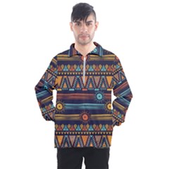 Bohemian-ethnic-seamless-pattern-with-tribal-stripes Men s Half Zip Pullover by Wegoenart