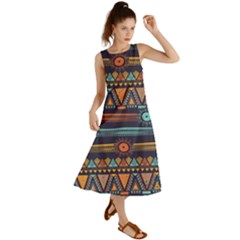 Bohemian-ethnic-seamless-pattern-with-tribal-stripes Summer Maxi Dress