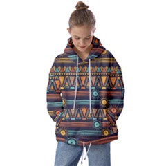 Bohemian-ethnic-seamless-pattern-with-tribal-stripes Kids  Oversized Hoodie by Wegoenart