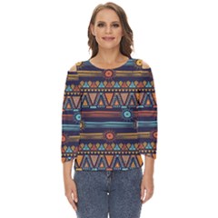 Bohemian-ethnic-seamless-pattern-with-tribal-stripes Cut Out Wide Sleeve Top