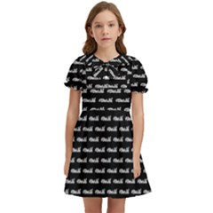 Be Wild Text Motif Pattern Kids  Bow Tie Puff Sleeve Dress by dflcprintsclothing