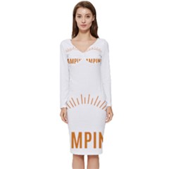 I Love Camping Long Sleeve V-neck Bodycon Dress  by PFashionArt